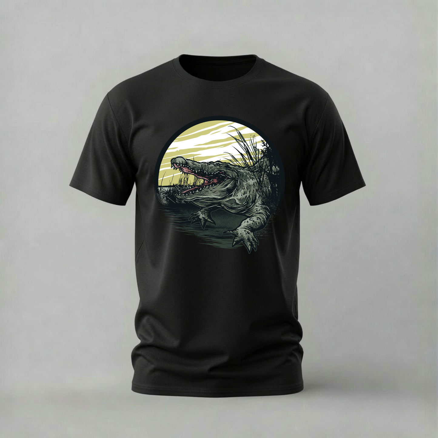 Aggressive Crocodile Graphic T-Shirt