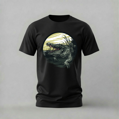 Aggressive Crocodile Graphic T-Shirt