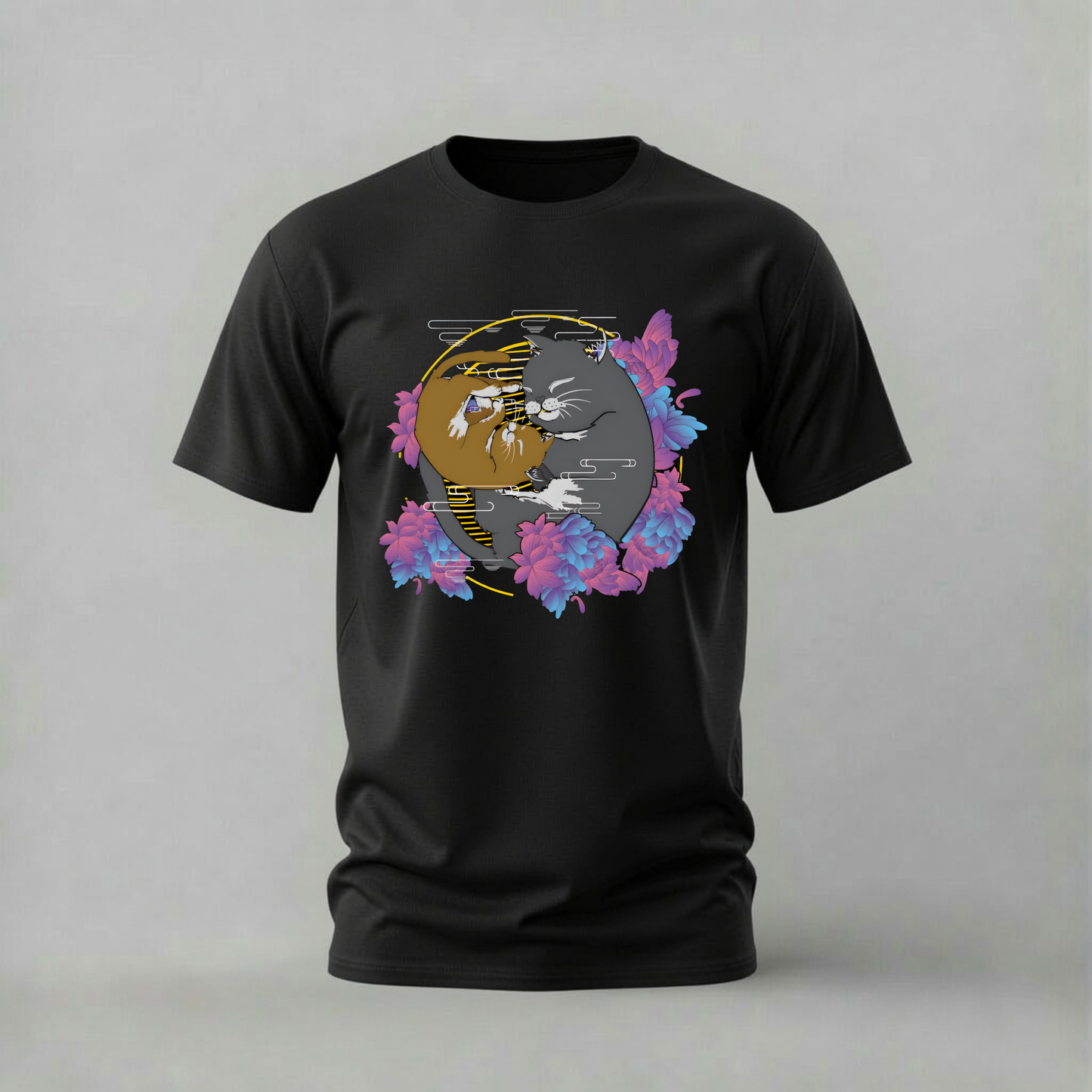 YIN YANG CATS Graphic T-Shirt