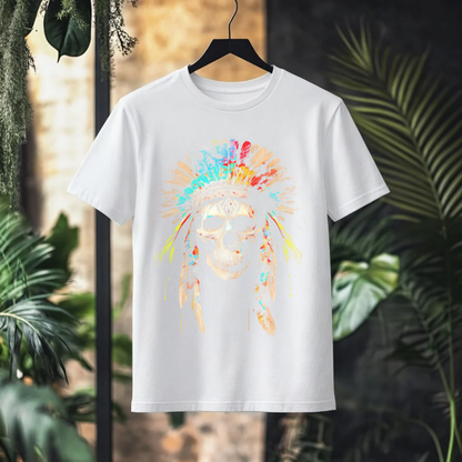 NATIVE SKULL Headdress Graphic T-Shirt