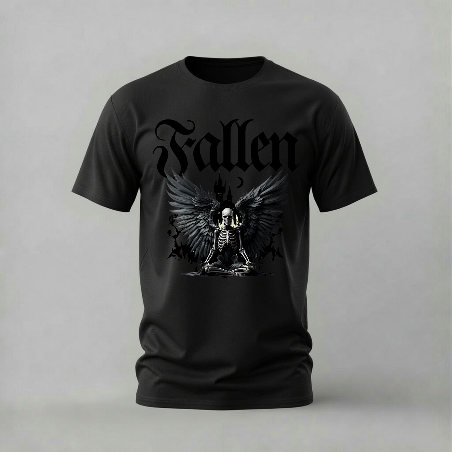 MEDITATING SKELETON Wings Graphic T-Shirt