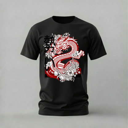 RED JAPANESE DRAGON Graphic T-Shirt