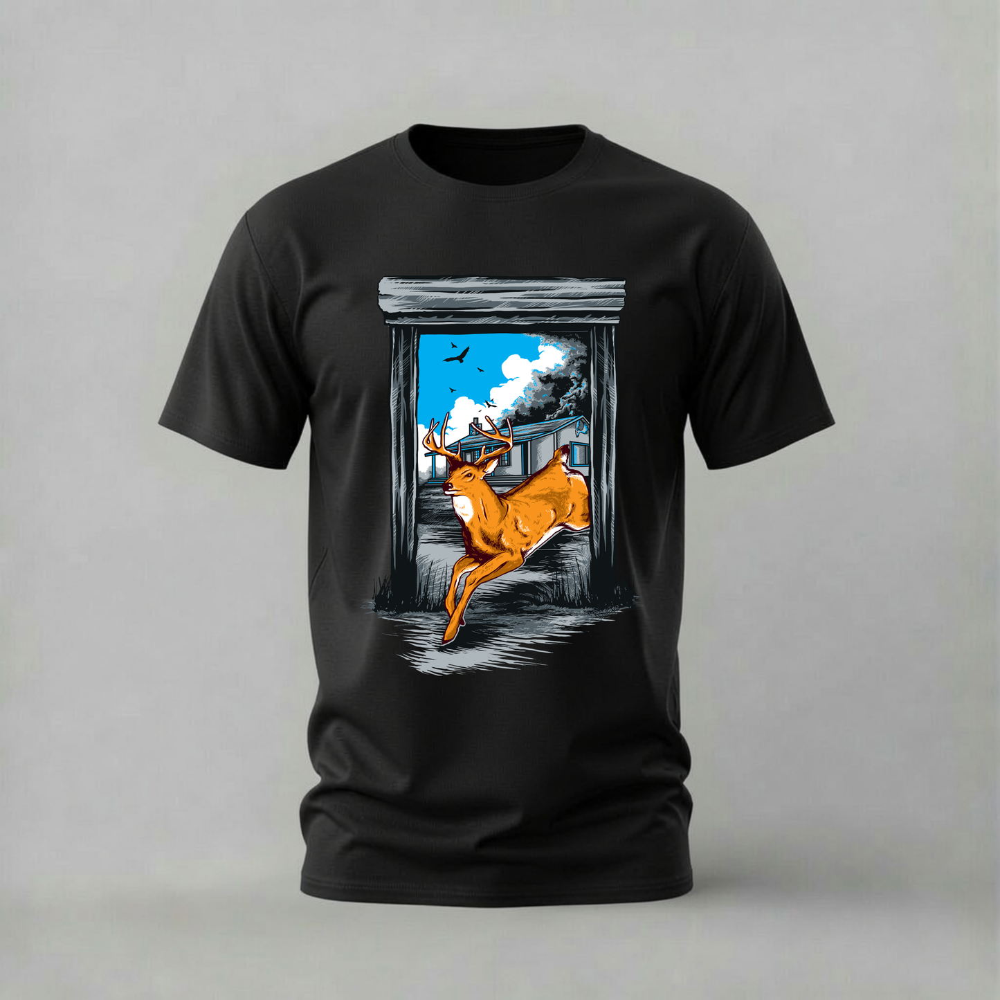 JUMPING DEER Graphic T-Shirt