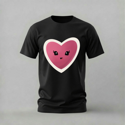 CUTE HEART Face Graphic T-Shirt