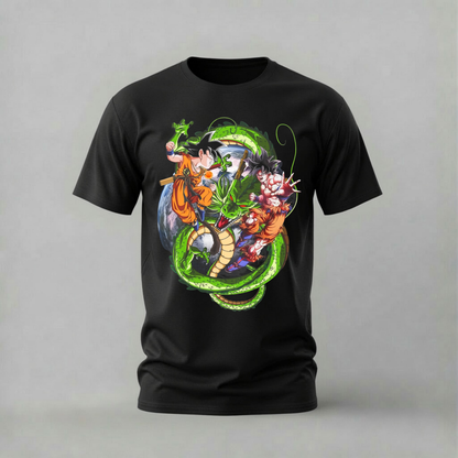 goku shenron tshirt; dragon ball shirt; super saiyan graphic tee; anime goku tshirt; unisex dragon ball tee; men cotton tshirt; half sleeve printed tshirt; anime merch; casual wear