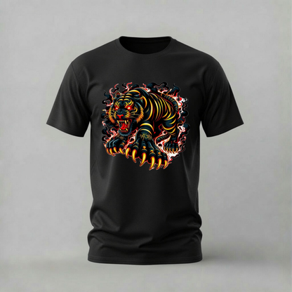 FIERCE TIGER Flame Graphic T-Shirt
