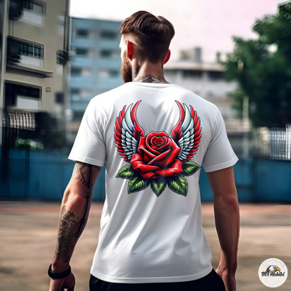 Winged Red Rose Tattoo Art Streetwear T-Shirt