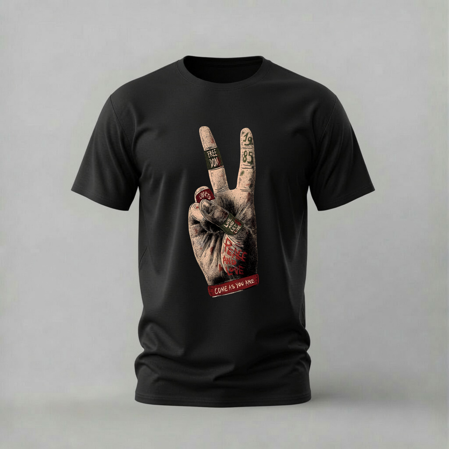 PEACE SIGN Hand Graphic T-Shirt