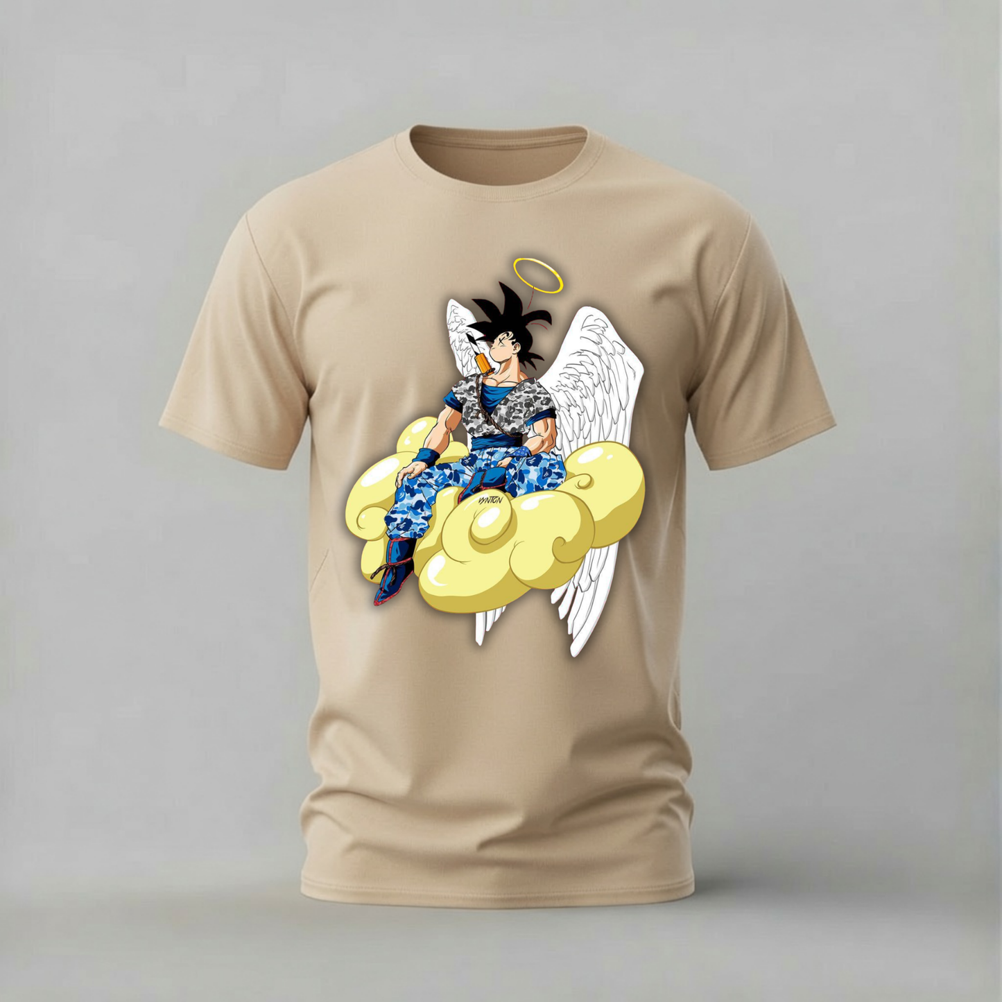 Angel Goku Cloud Graphic White T-Shirt