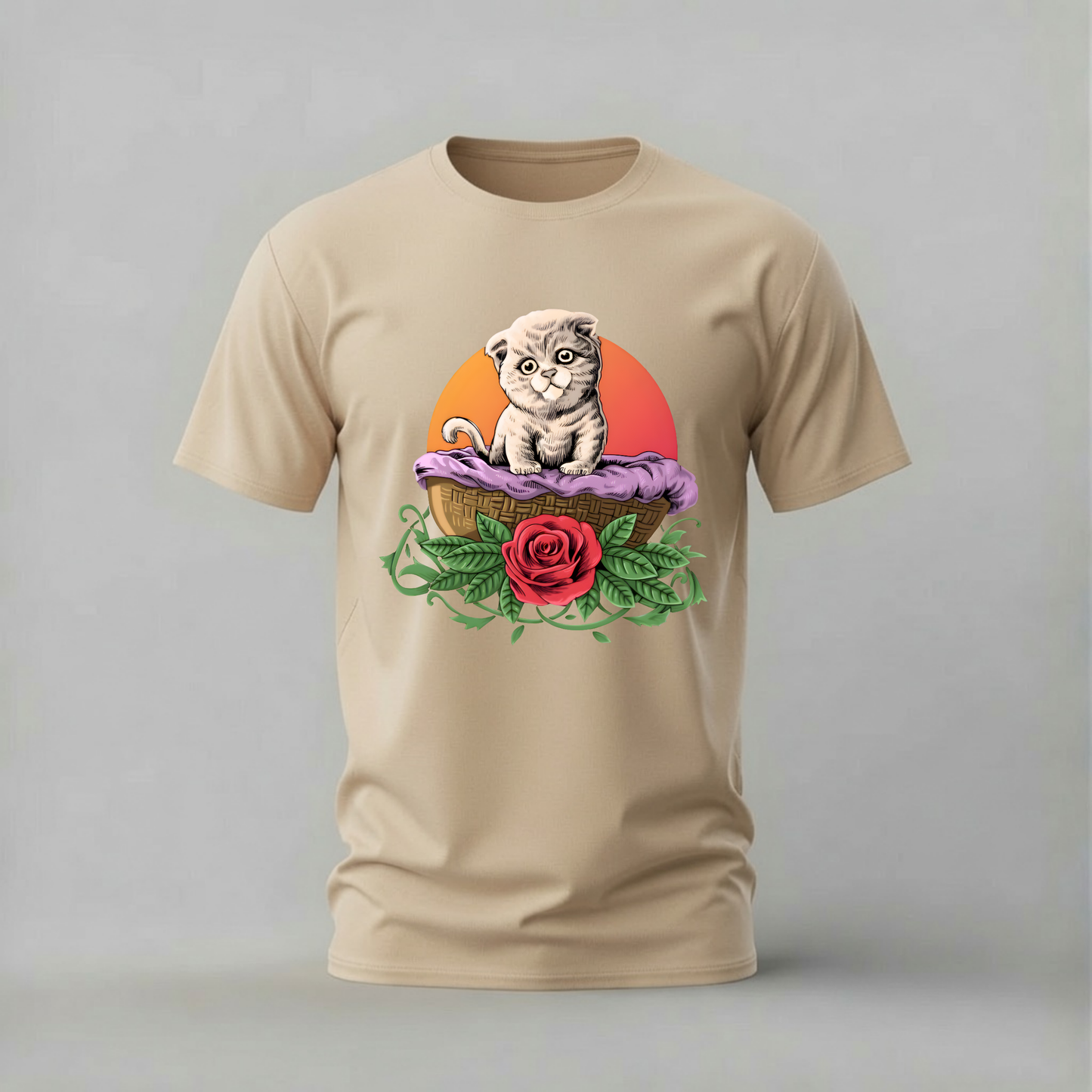 CUTE CAT Basket Graphic T-Shirt