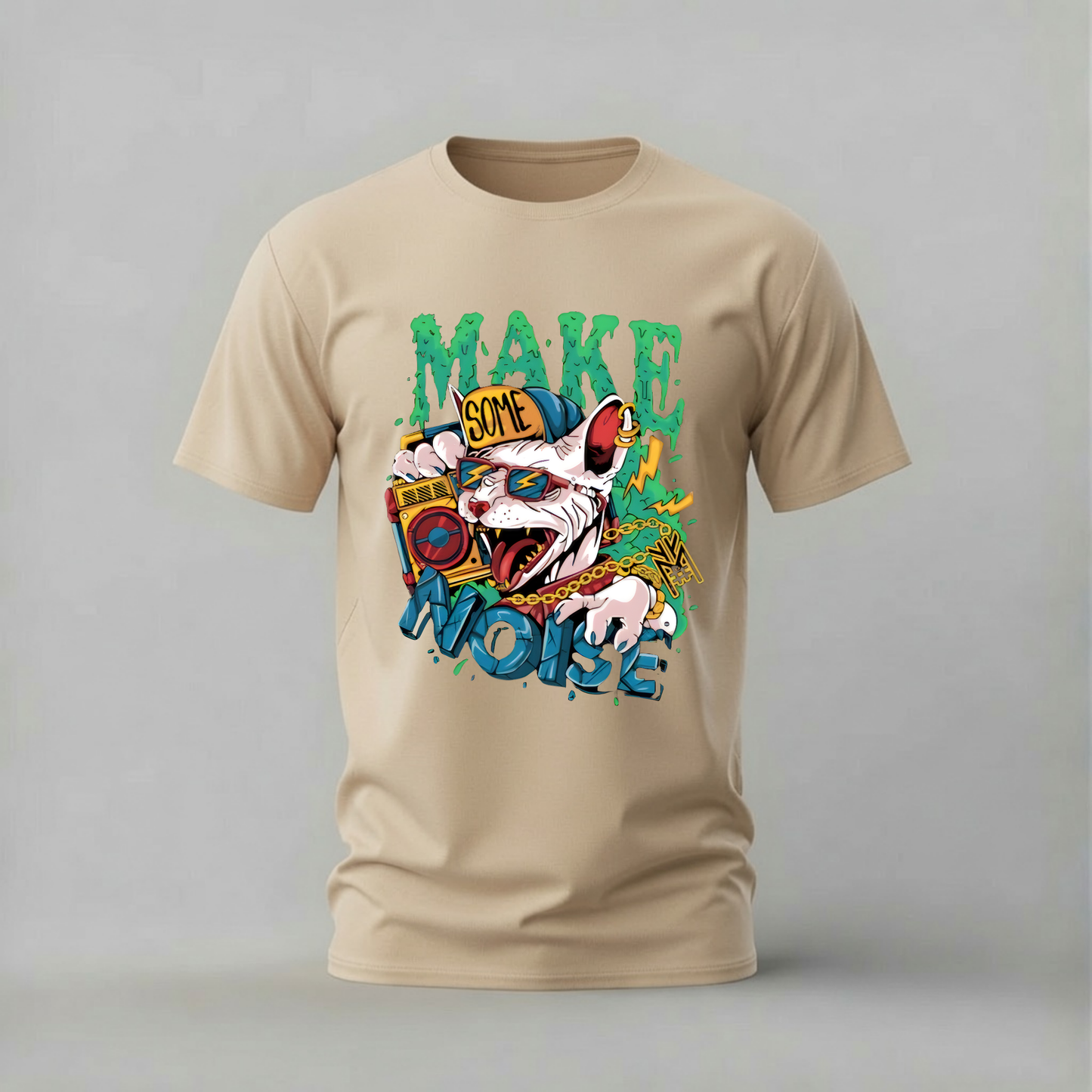 MAKE SOME NOISE Cat Graphic T-Shirt