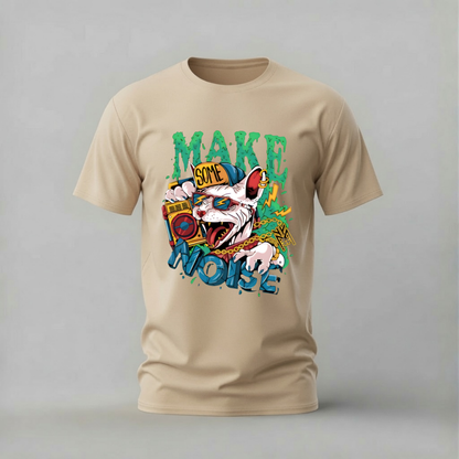 MAKE SOME NOISE Cat Graphic T-Shirt