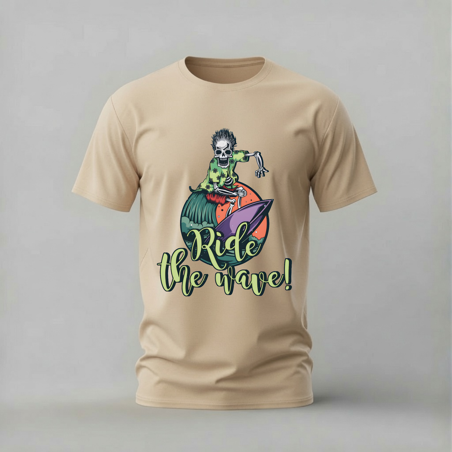 RIDE THE WAVE Skeleton Graphic T-Shirt