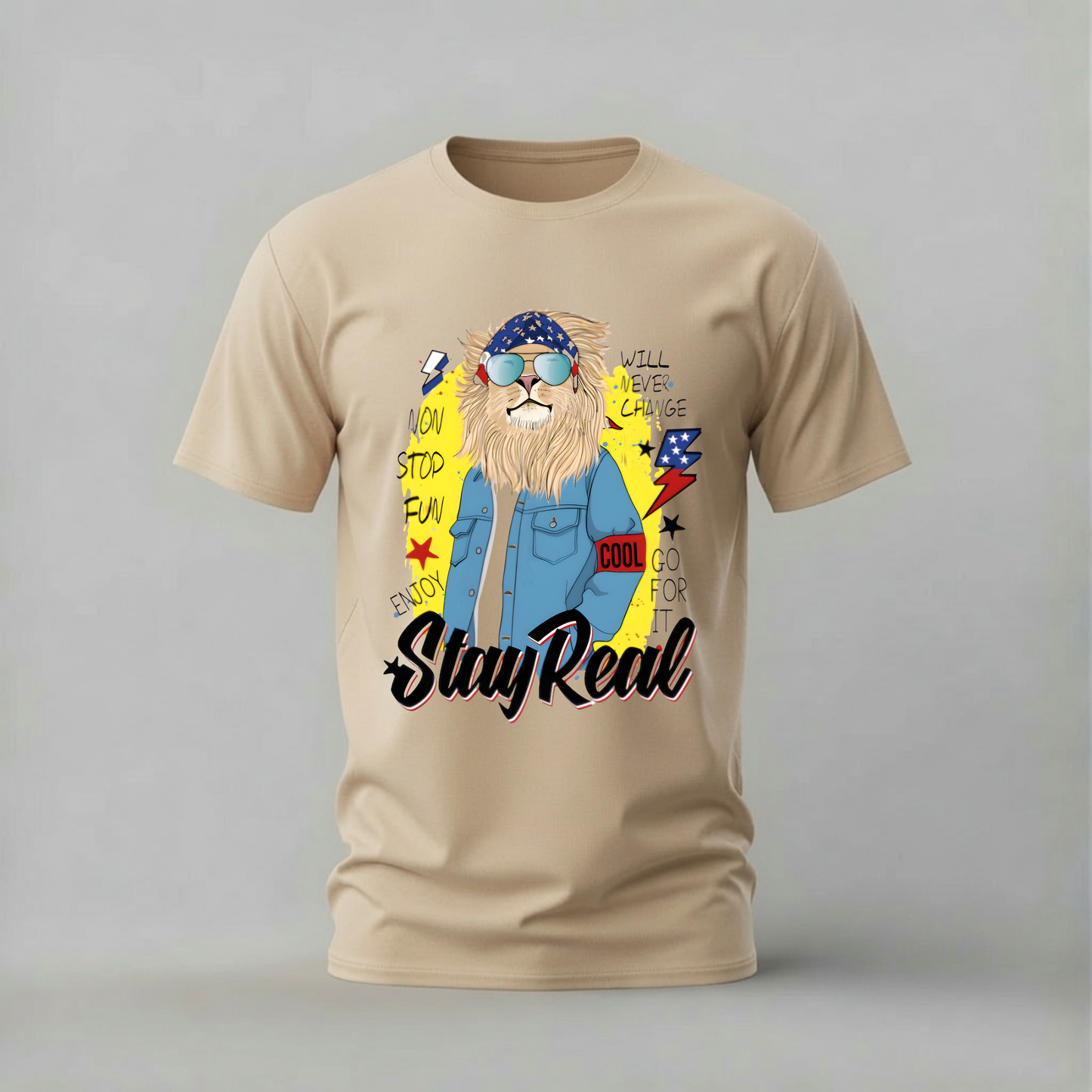 STAY REAL Lion Graphic T-Shirt