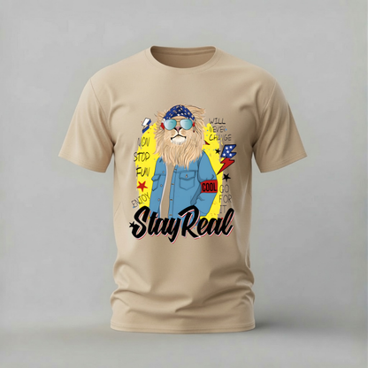 STAY REAL Lion Graphic T-Shirt