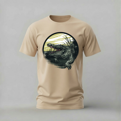 Aggressive Crocodile Graphic T-Shirt