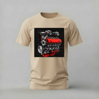 CAR ENGINE Blueprint Graphic T-Shirt