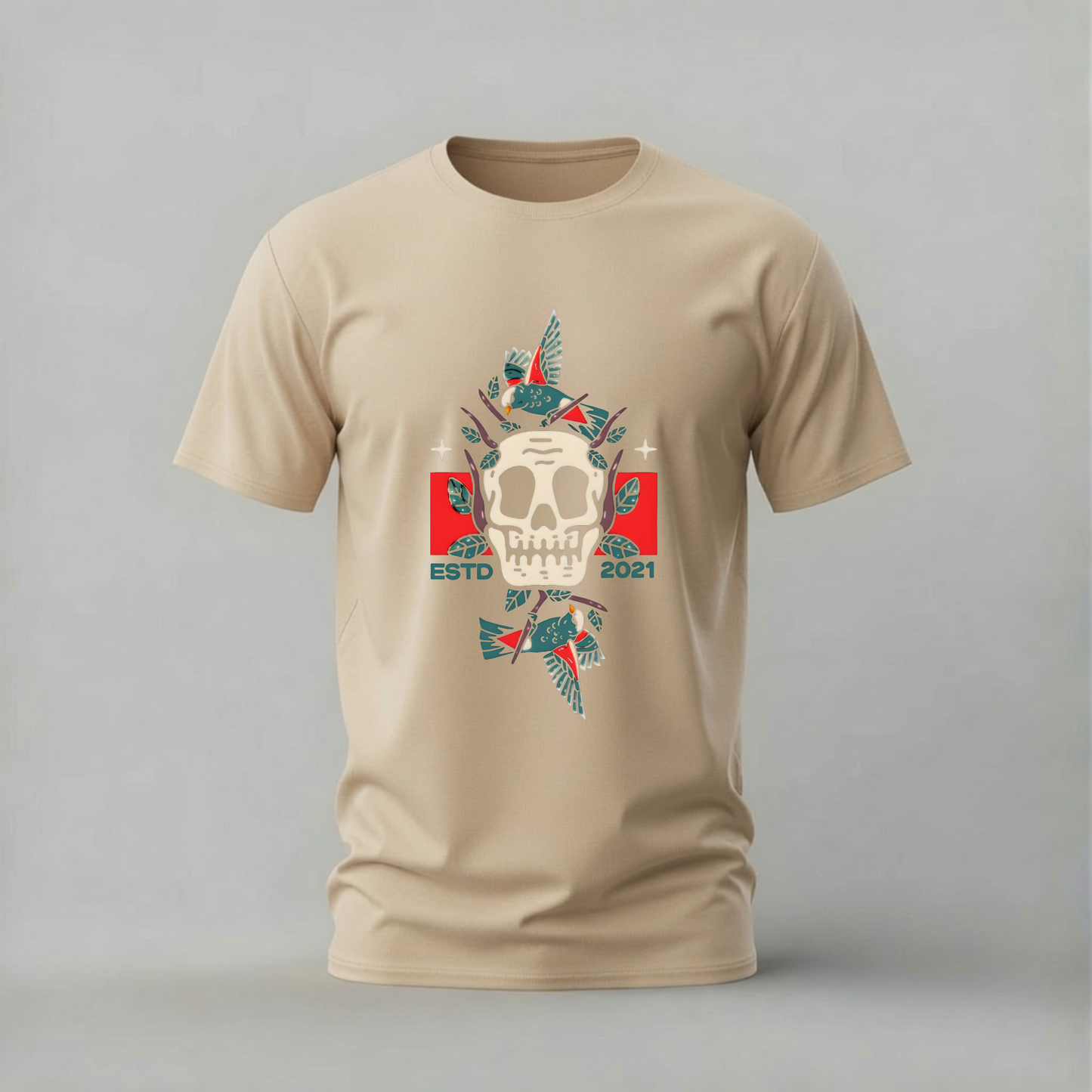 SKULL & BIRDS ESTD 2021 Graphic T-Shirt