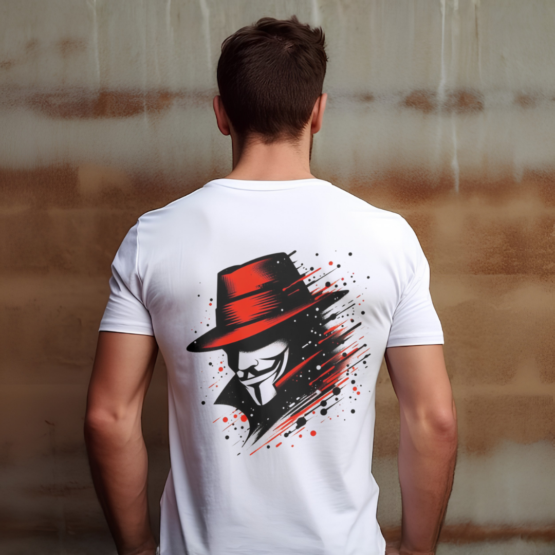 Mystery Man Red Hat Splatter T-Shirt