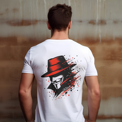 Mystery Man Red Hat Splatter T-Shirt