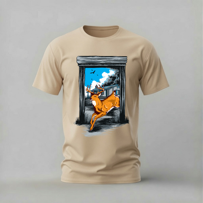 JUMPING DEER Graphic T-Shirt