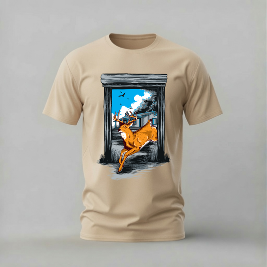JUMPING DEER Graphic T-Shirt