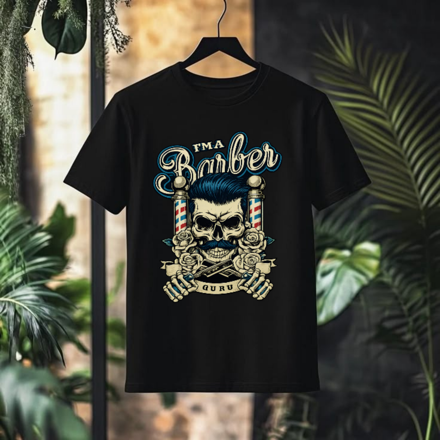 FMA BARBER Guru Skull Graphic T-Shirt