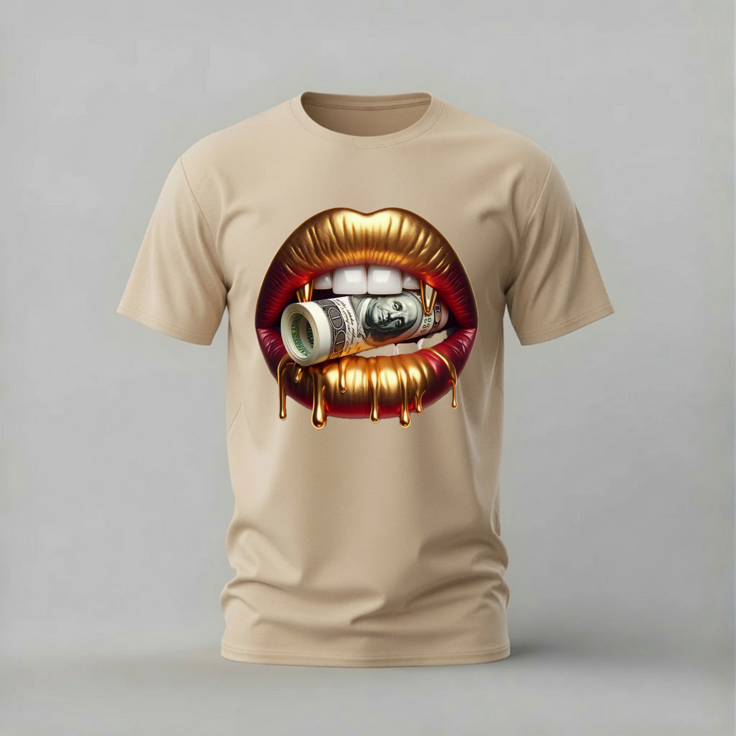 GOLD LIPS Money Graphic T-Shirt