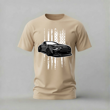 BLACK MUSTANG FLAG Graphic T-Shirt