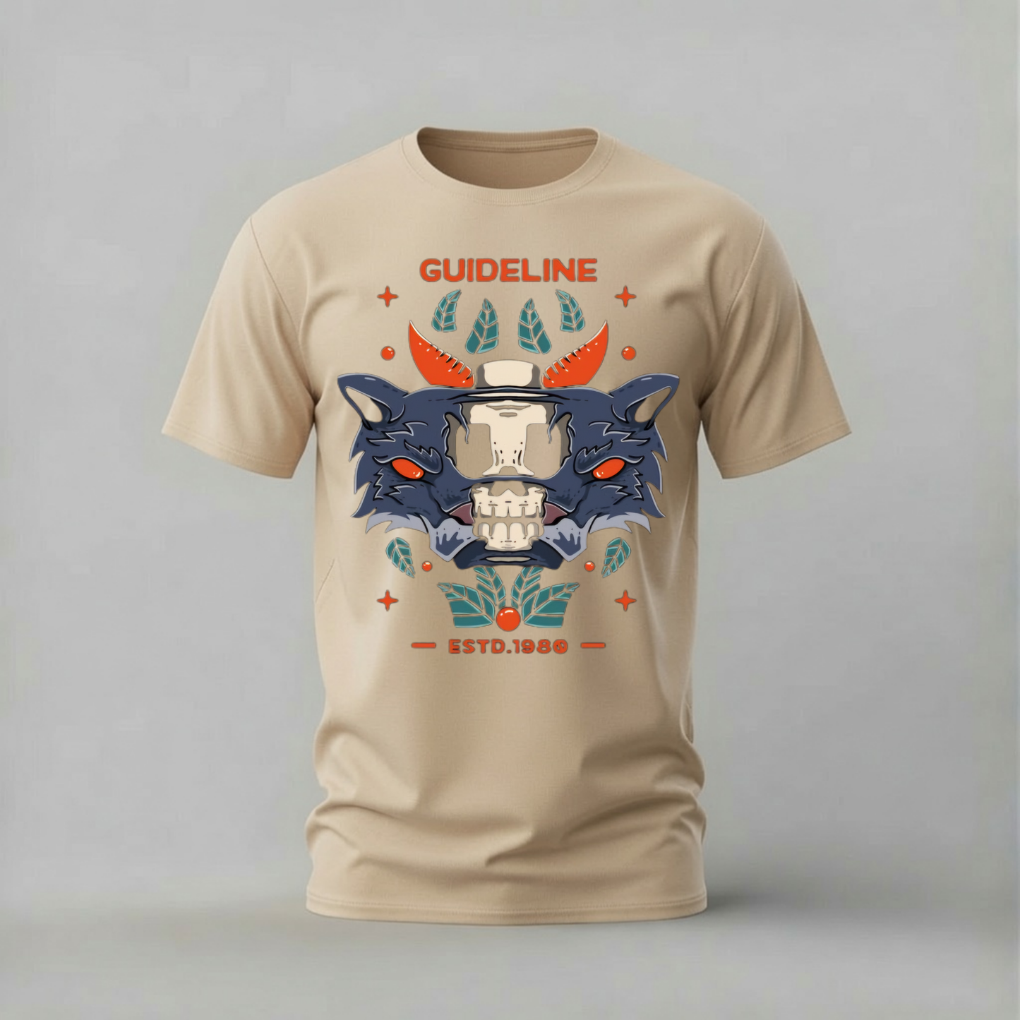 GUIDELINE Wolf Skull Graphic T-Shirt