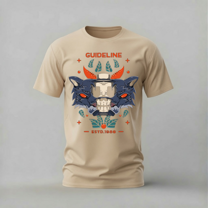 GUIDELINE Wolf Skull Graphic T-Shirt
