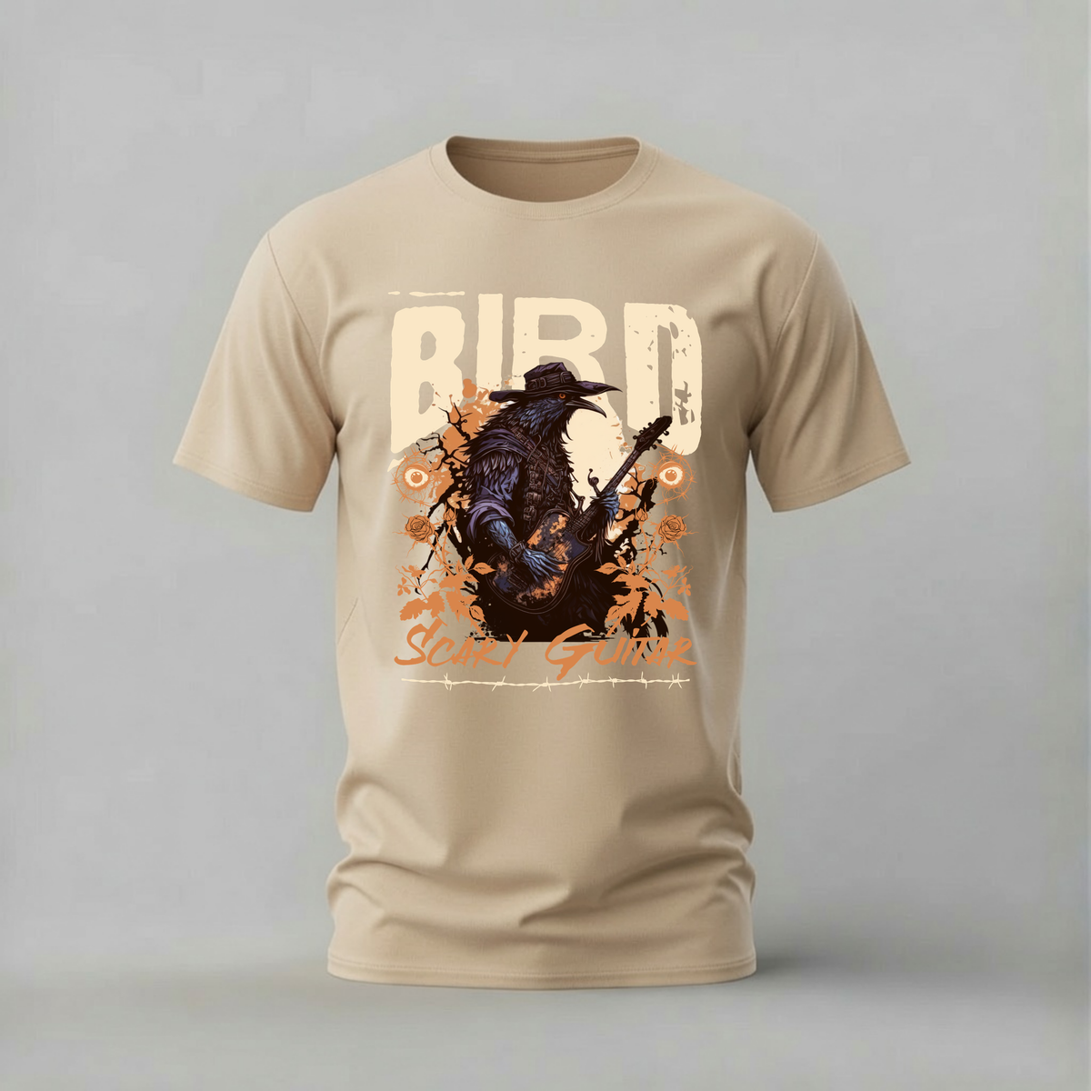 BIRD SCARY GUITAR Graphic T-Shirt