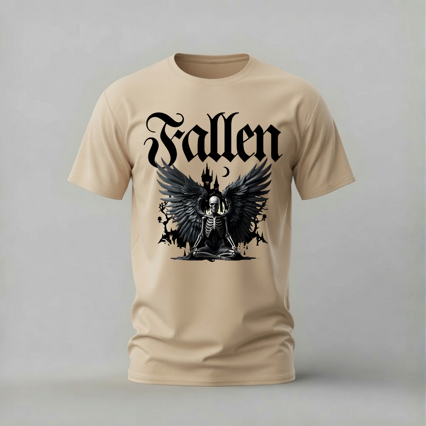MEDITATING SKELETON Wings Graphic T-Shirt