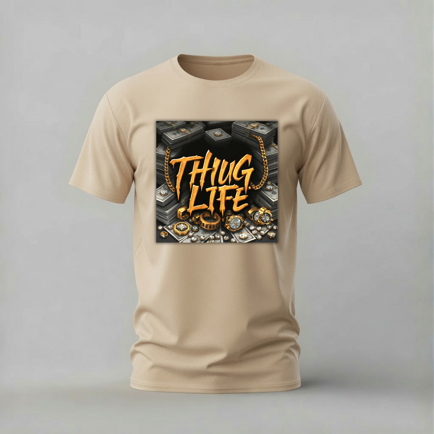 THUG LIFE Gold Graphic T-Shirt