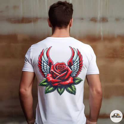 Winged Red Rose Tattoo Art Streetwear T-Shirt