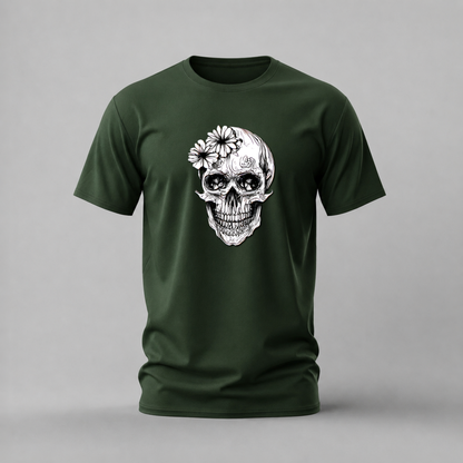 FLOWER SKULL Graphic T-Shirt