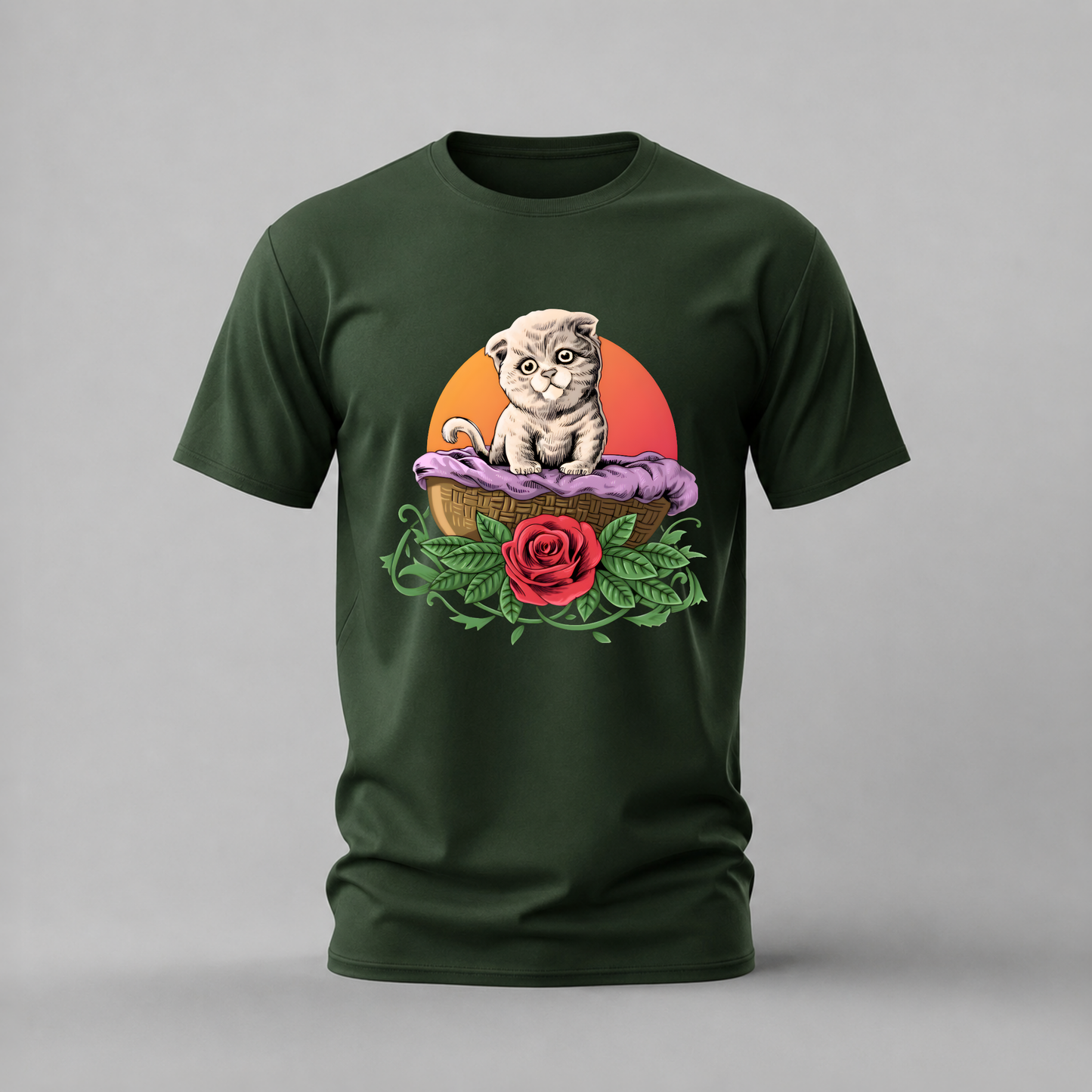 CUTE CAT Basket Graphic T-Shirt