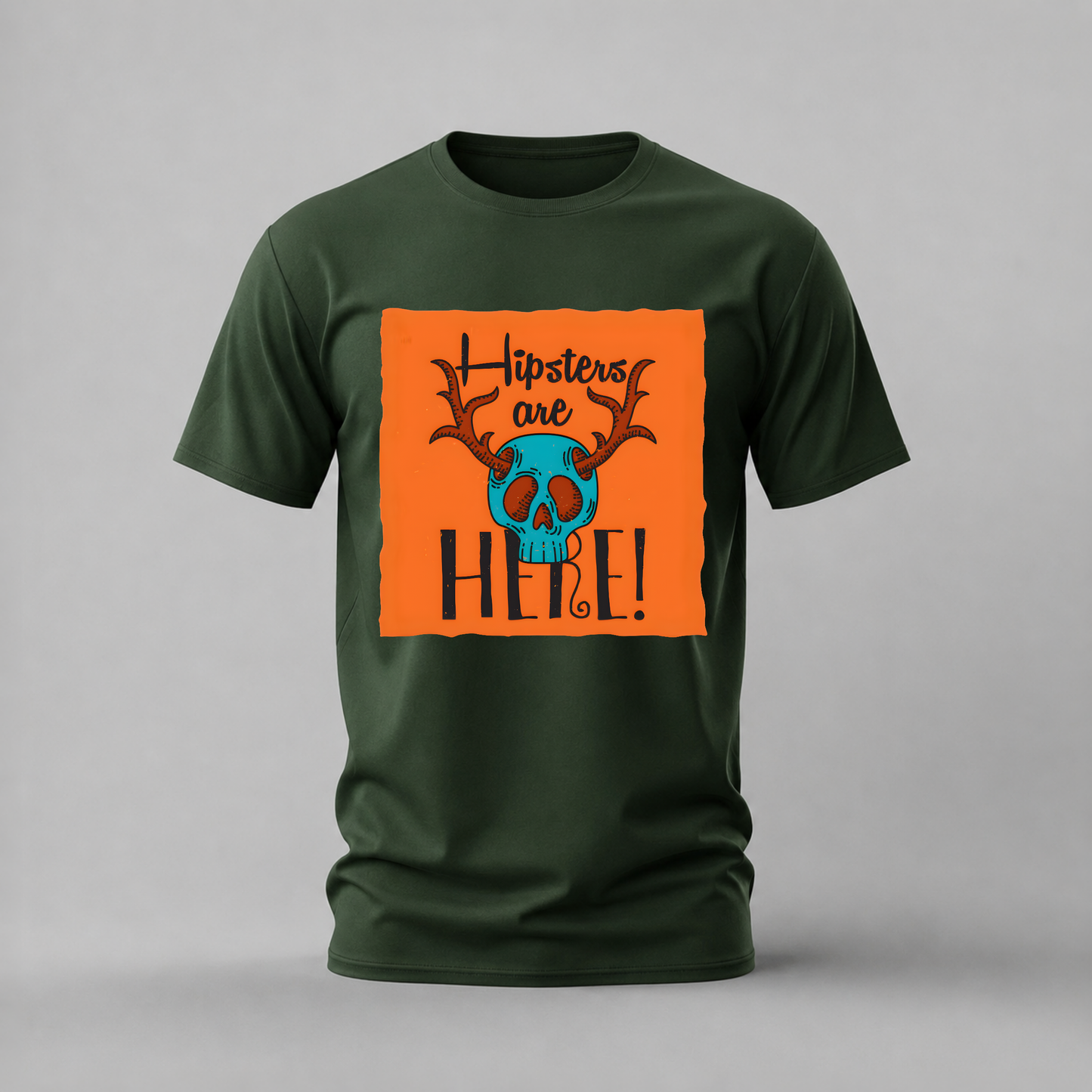 HIPSTERS ARE HERE Skull Graphic T-Shirt