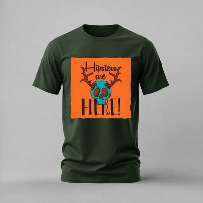 HIPSTERS ARE HERE Skull Graphic T-Shirt