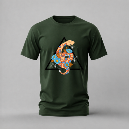 COLORFUL SNAKE Floral Graphic T-Shirt