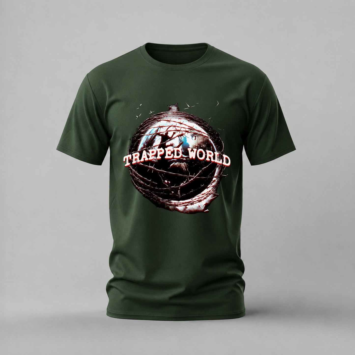 TRAPPED WORLD Barbed Wire Graphic T-Shirt