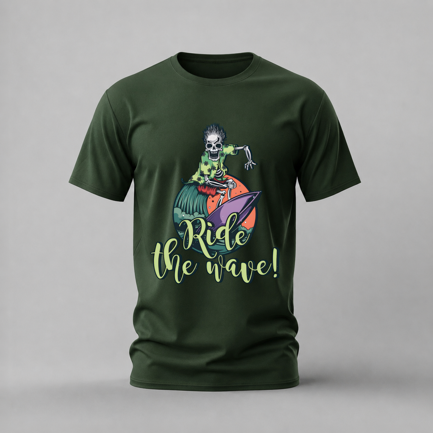 RIDE THE WAVE Skeleton Graphic T-Shirt