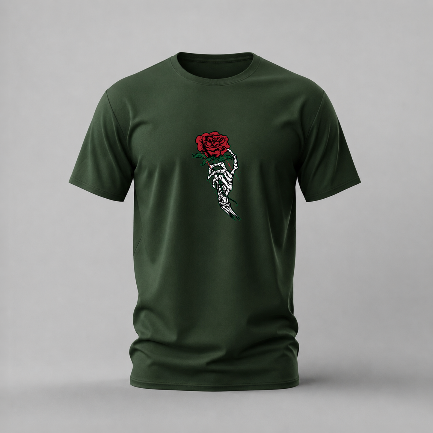 SKELETON HAND Rose Graphic T-Shirt