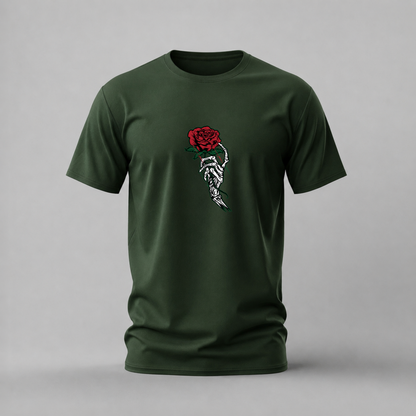 SKELETON HAND Rose Graphic T-Shirt
