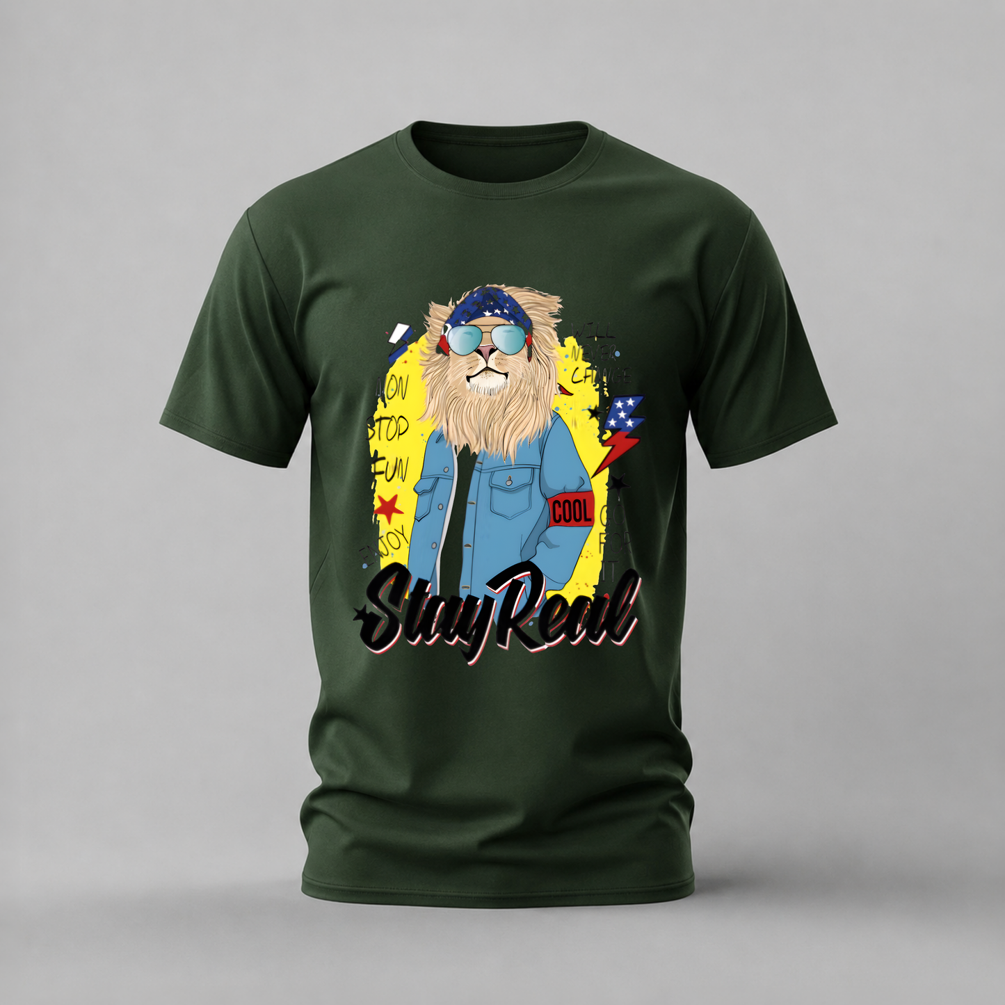 STAY REAL Lion Graphic T-Shirt