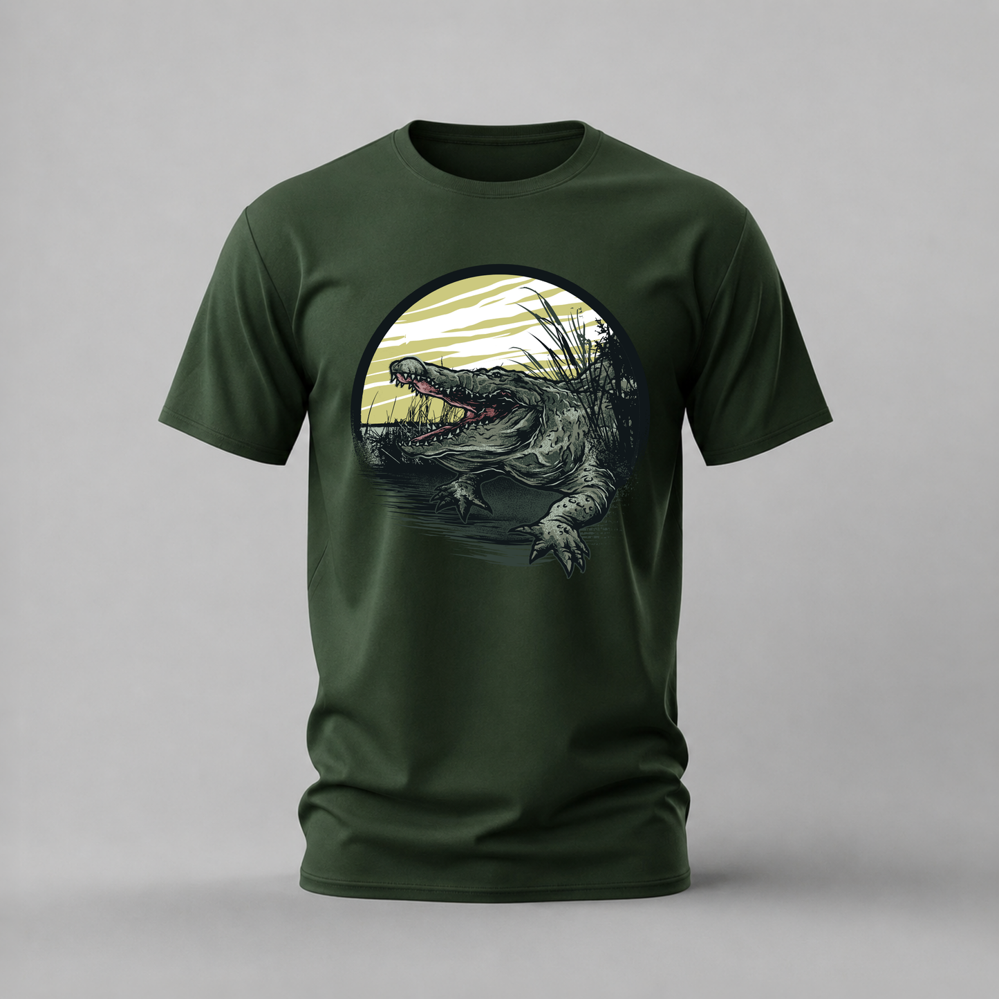 Aggressive Crocodile Graphic T-Shirt