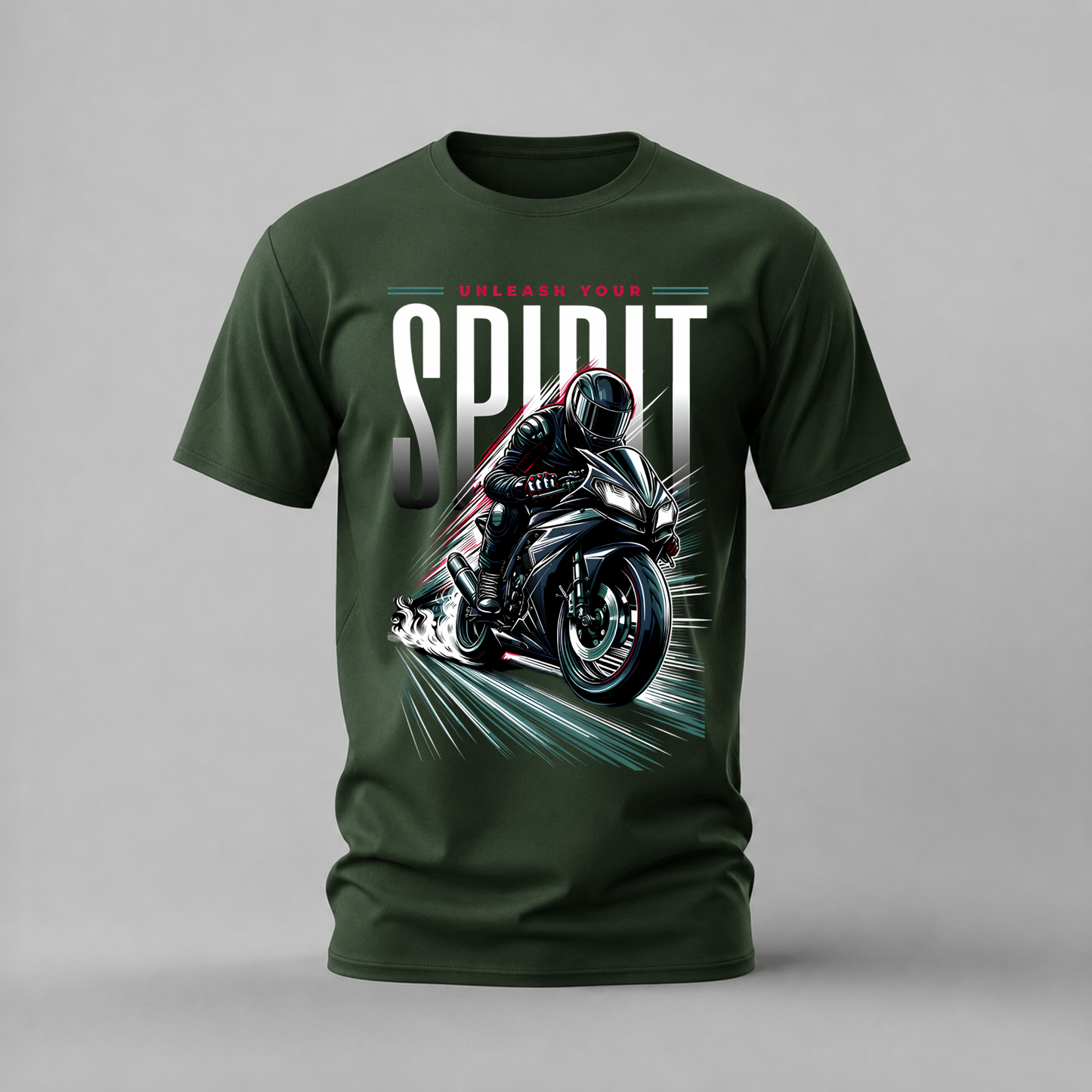 UNLEASH YOUR SPIRIT Motorcycle Graphic T-Shirt