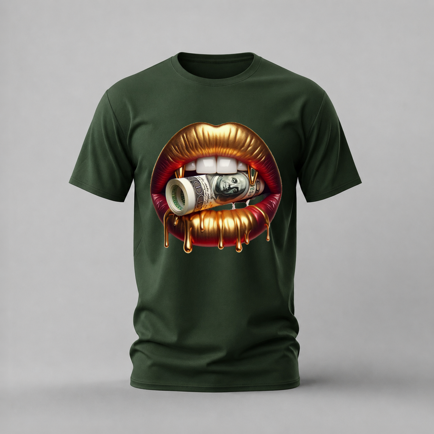 GOLD LIPS Money Graphic T-Shirt