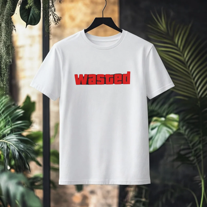 WASTED Bold Text Graphic T-Shirt