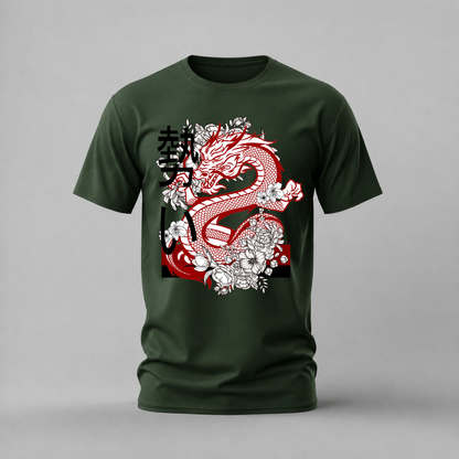 RED JAPANESE DRAGON Graphic T-Shirt